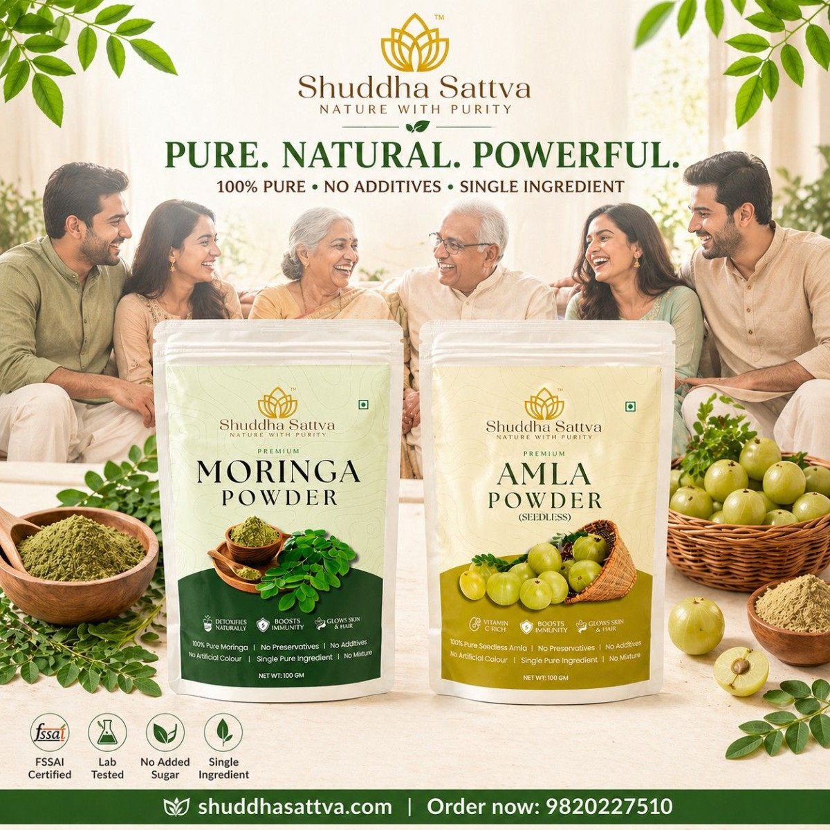 Shuddha Sattva Moringa + Amla Powder Combo — 100 g Each