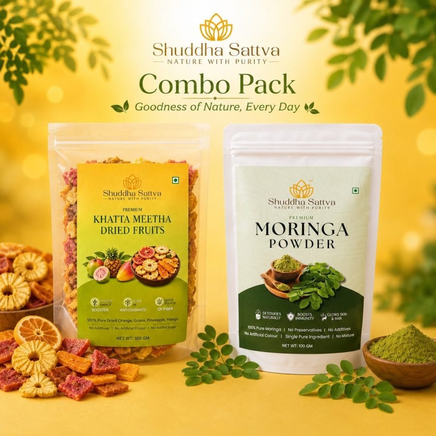 Moringa Powder & Khatta Meetha Dried Fruits Combo Pack – 100g Each