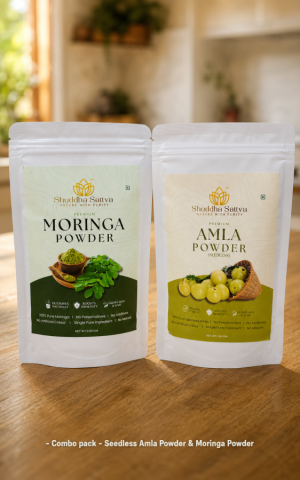 Moringa Powder + Seedless Amla Powder Combo — 100gm each